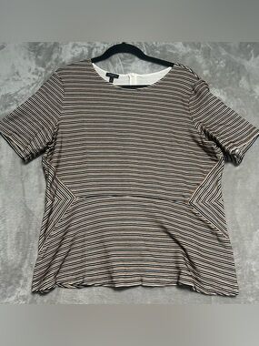 Talbots Striped Textured Blouse Top Women’s 1X Office Career
